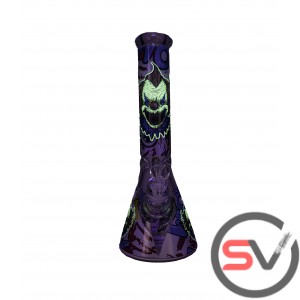 EVIL CLOWN TYPE 1 GLASS BEAKER With ICE CATCHER 14inch (GLOW IN DARK)